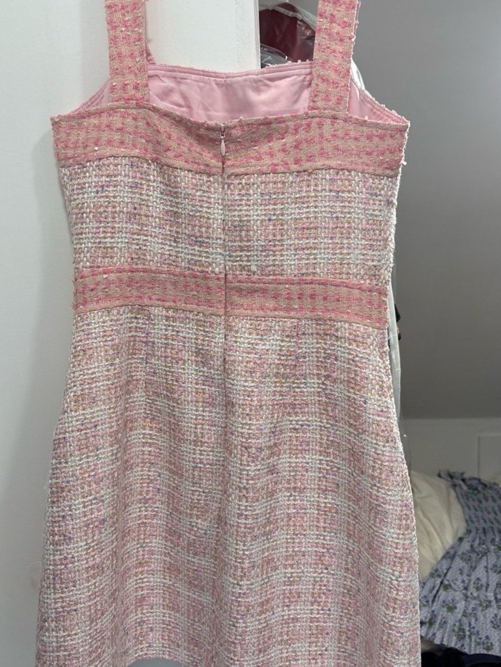 Amanda Uprichard Pink Tweed Button-Front Sleeveless Dress - Picture 4 of 5